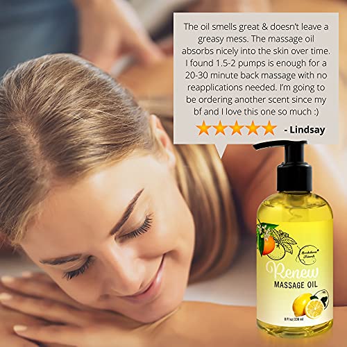 Renew Massage Oil with Orange, Lemon & Peppermint Essential Oils - Great for ...