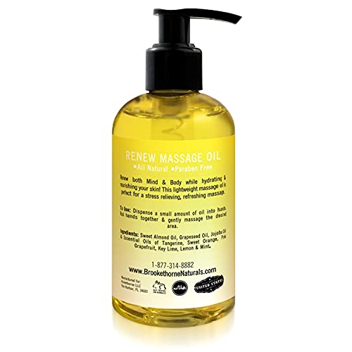 Renew Massage Oil with Orange, Lemon & Peppermint Essential Oils - Great for ...