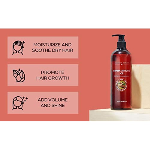 Brooklyn Botany Sweet Almond Oil for Skin and Hair – 100% Pure and Natural - ...