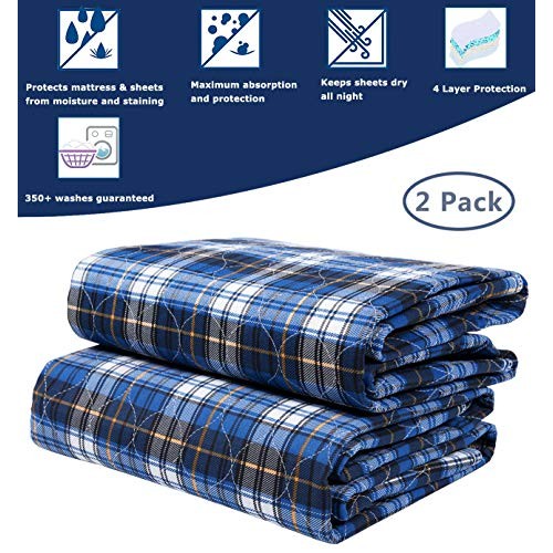 Non-Slip Bed Pads for Incontinence Washable (36" x 52"|2 Pack),Waterproof Bed...