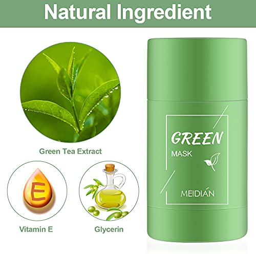 2PCS Green Tea Mask,Blackhead Peel Off Mask Purifying Clay Stick Facial Mask,...