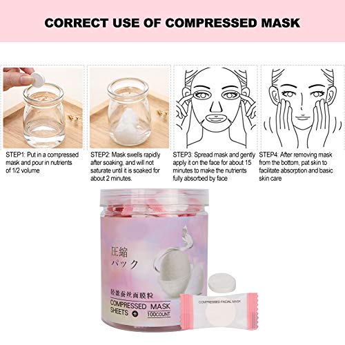 100pcs Compressed Facial Mask Sheet with Silk Porous Technology, Disposable M...