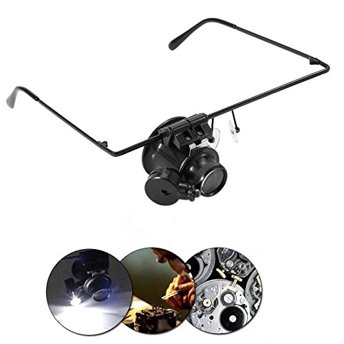 Eye Glasses Magnifier, 20X Magnification Single Eyeglass Magnifying Tool, LED...