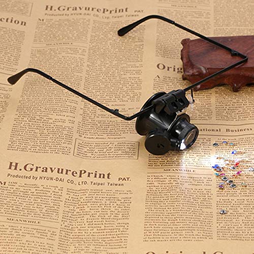 Eye Glasses Magnifier, 20X Magnification Single Eyeglass Magnifying Tool, LED...