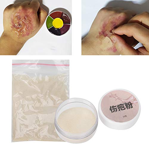 Halloween Fake Wound Scars Powder,Reusable Zombie Stage Special Effects Wound...