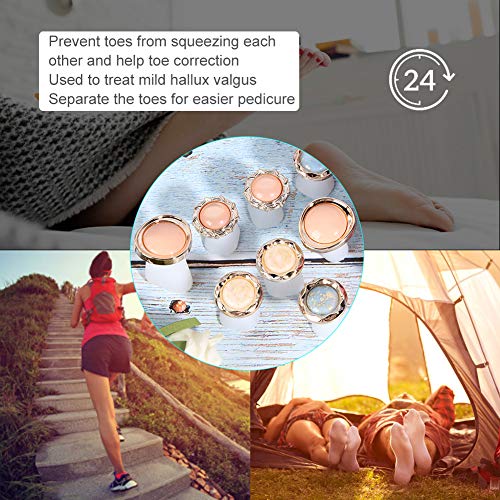 Toe Separator, 8 Pcs Washable Reusable Toe Separation Tool Pedicure Care, Sil...
