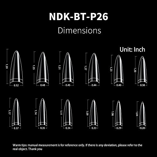 BrtslBty Arcylic Nails Tips Stiletto Shape Fake Nails 504 Pcs Half Cover Arti...