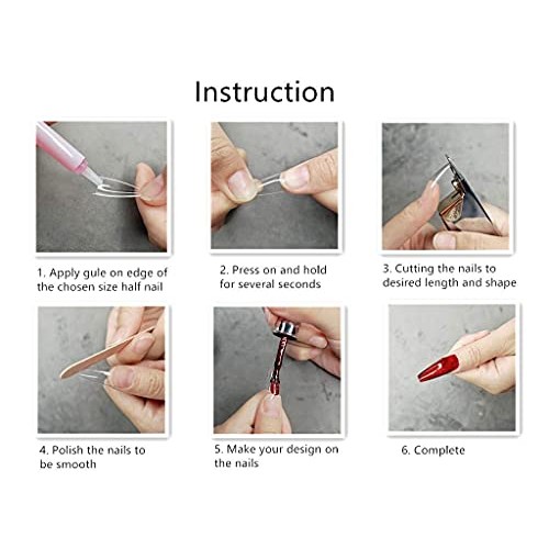 BrtslBty Arcylic Nails Tips Stiletto Shape Fake Nails 504 Pcs Half Cover Arti...