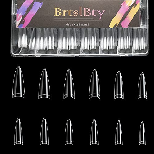BrtslBty Arcylic Nails Tips Stiletto Shape Fake Nails 504 Pcs Half Cover Arti...