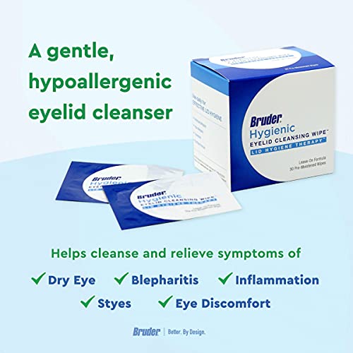 Bruder Hygienic Eyelid Cleansing Wipes | Rinse-Free Exfoliating Wipes Remove ...