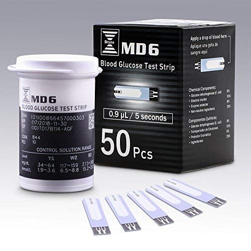 Bruno Pharma MD6 Blood Glucose Test Strips (50 Count) | Fast Absorption and A...