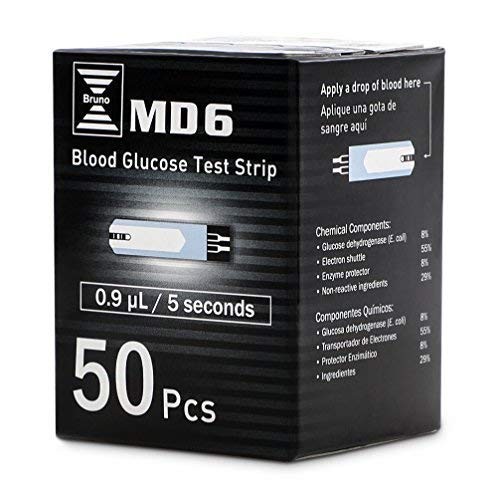 Bruno Pharma MD6 Blood Glucose Test Strips (50 Count) | Fast Absorption and A...