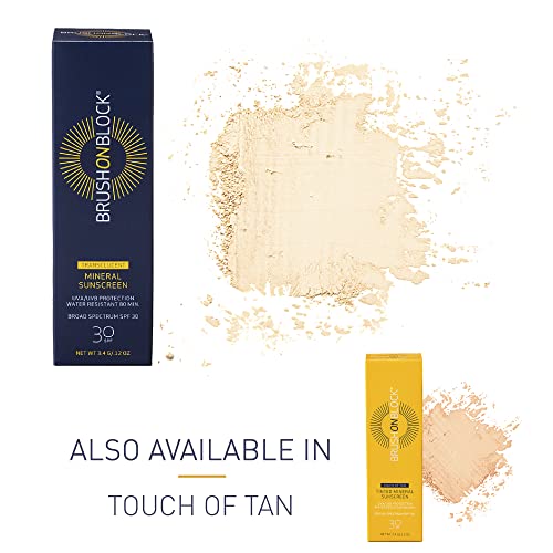 Brush On Block Mineral Sunscreen Powder, Refillable Broad-Spectrum SPF 30, Sa...