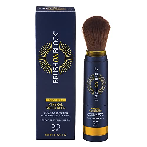Brush On Block Mineral Sunscreen Powder, Refillable Broad-Spectrum SPF 30, Sa...