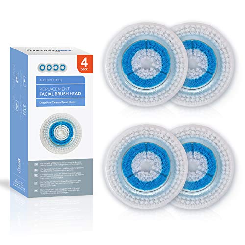 Brushmo Facial Cleansing Brush Heads compatible with Deep Pore Brush Head, 4 ...
