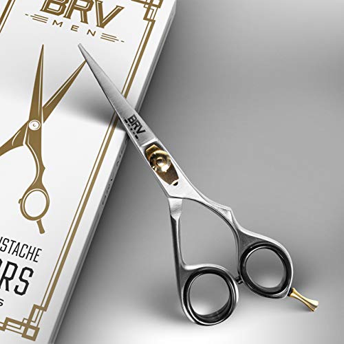 BRV MEN Mustache & Beard Scissors - 5.5" - 100% German Stainless Steel - Prof...