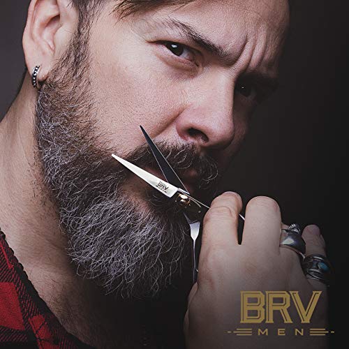 BRV MEN Mustache & Beard Scissors - 5.5" - 100% German Stainless Steel - Prof...