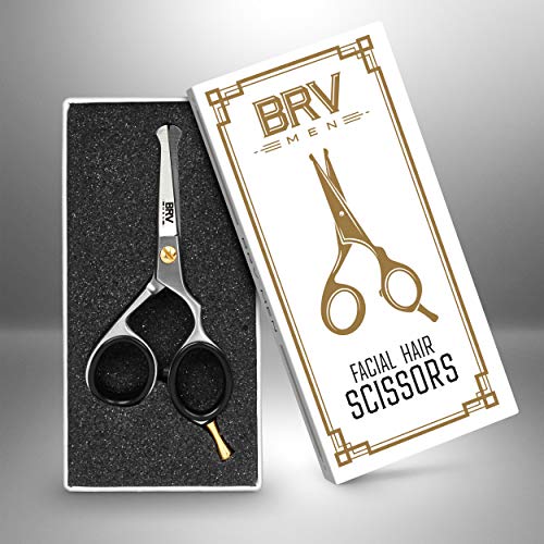 BRV MEN Rounded-Tip Blunt Scissors - Facial Hair, Beard, Mustache, Nose Hair,...