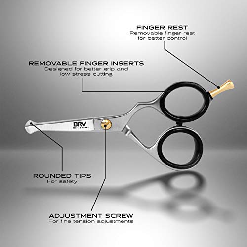BRV MEN Rounded-Tip Blunt Scissors - Facial Hair, Beard, Mustache, Nose Hair,...