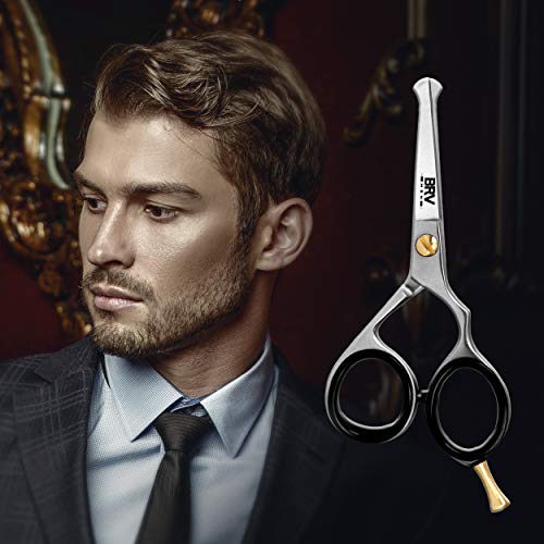 BRV MEN Rounded-Tip Blunt Scissors - Facial Hair, Beard, Mustache, Nose Hair,...