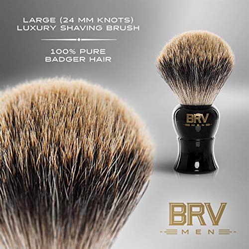 BRV MEN Shaving Brush LARGE - Pure Badger Hair - Badger Brush - Rich Lather -...