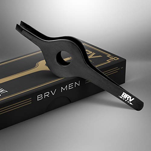 BRV MEN Wide Grip Slant Tweezers - Titanium Coated Stainless Steel - Perfectl...