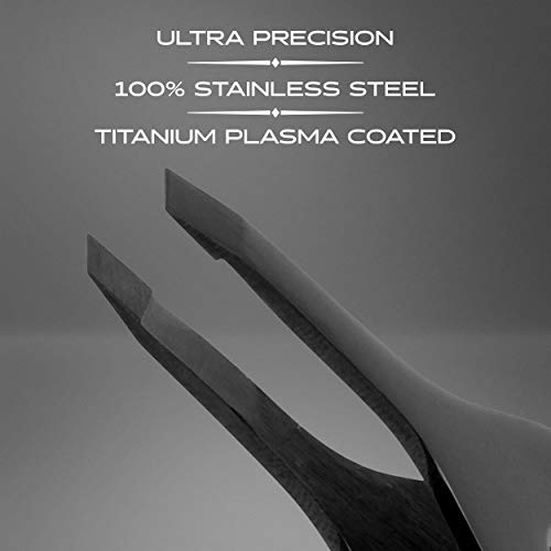 BRV MEN Wide Grip Slant Tweezers - Titanium Coated Stainless Steel - Perfectl...