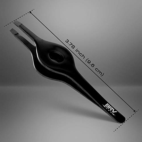 BRV MEN Wide Grip Slant Tweezers - Titanium Coated Stainless Steel - Perfectl...