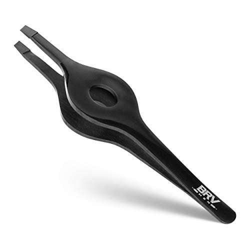 BRV MEN Wide Grip Slant Tweezers - Titanium Coated Stainless Steel - Perfectl...