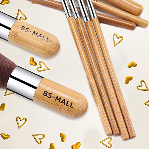BS-MALL Makeup Brush Set 11Pcs Bamboo Synthetic Kabuki Brush Set Foundation P...