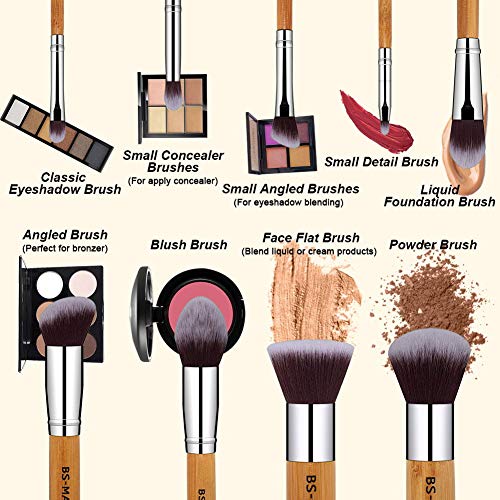 BS-MALL Makeup Brush Set 11Pcs Bamboo Synthetic Kabuki Brush Set Foundation P...