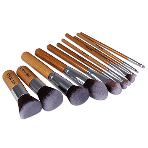 BS-MALL Makeup Brush Set 11Pcs Bamboo Synthetic Kabuki Brush Set Foundation P...