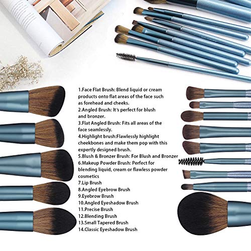BS-MALL Makeup Brush Set 14Pcs Premium Synthetic Professional Makeup Brushes ...
