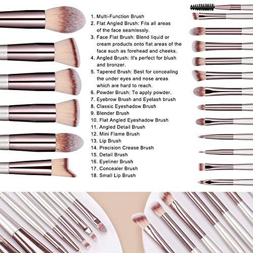 BS-MALL Makeup Brush Set 18 Pcs Premium Synthetic Foundation Powder Concealer...