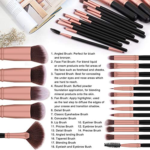 BS-MALL Makeup Brushes 18pcs Premium Synthetic Professional Eye Brushes Kit f...