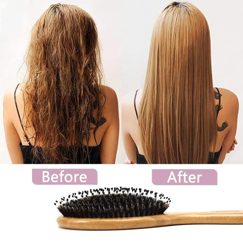 Hair Brush Comb Set Boar Bristle Hairbrush for Curly Thick Long Fine Dry Wet ...