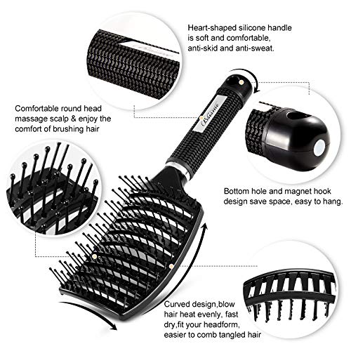 Hair Brush, Curved Vented Brush Faster Blow Drying, Professional Curved Vent ...
