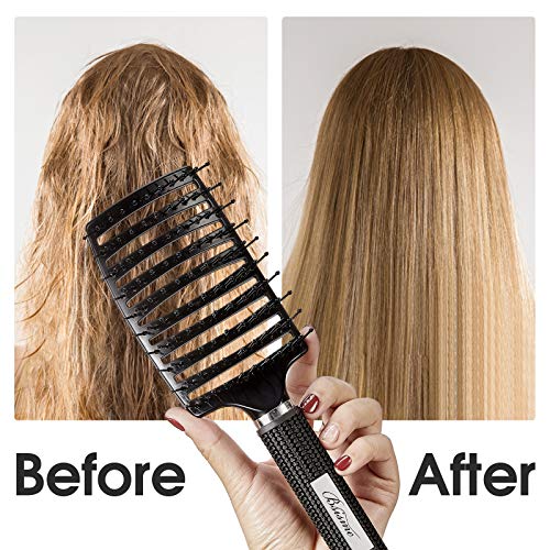 Hair Brush, Curved Vented Brush Faster Blow Drying, Professional Curved Vent ...