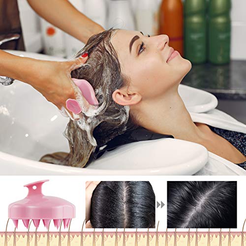 Hair Scalp Massager Shampoo Brush，Soft Silicone Hair Brush for Wet Dry Oily ...