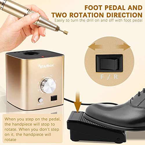 Nail Drill for Acrylic Nails, Professional Nail Drill Machine with Foot Pedal...