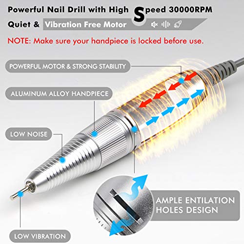 Professional Portable Nail Drill - Efile Nail Drill, BTArtbox 30000RPM Nail D...