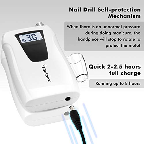 Professional Portable Nail Drill - Efile Nail Drill, BTArtbox 30000RPM Nail D...