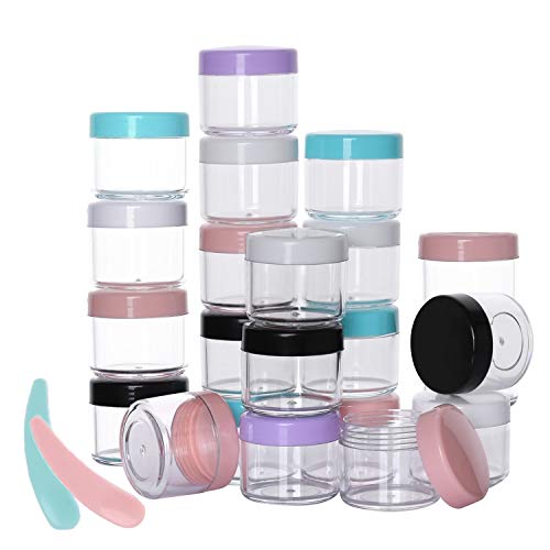 100 Count Sample Jars 20g Plastic Sample Container with Lids and 10 Pieces Co...