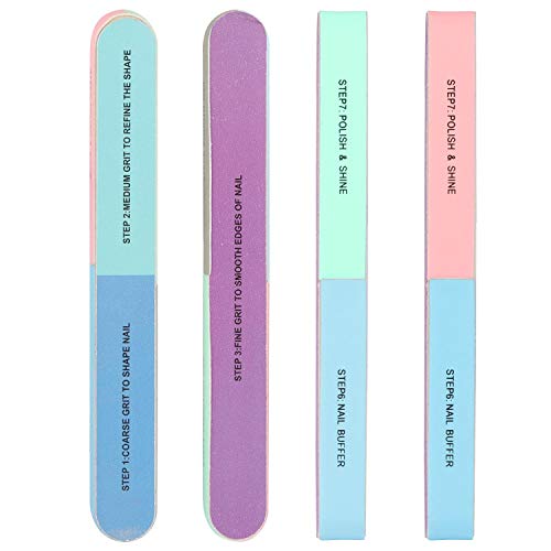 12 Pieces 7 Way Nail File and Buffer Block Professional Nail Buffering Files ...