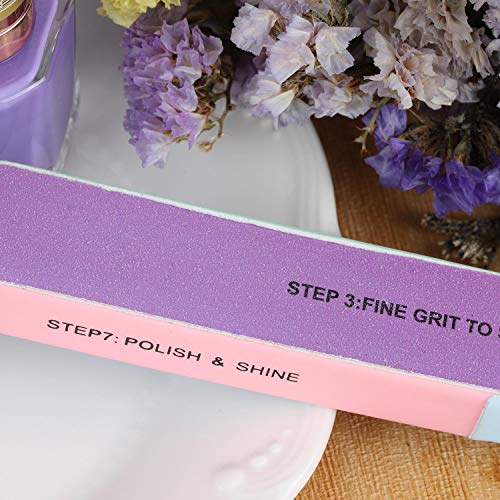12 Pieces 7 Way Nail File and Buffer Block Professional Nail Buffering Files ...