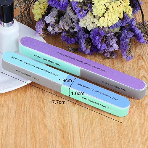 12 Pieces 7 Way Nail File and Buffer Block Professional Nail Buffering Files ...