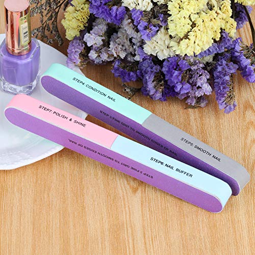 12 Pieces 7 Way Nail File and Buffer Block Professional Nail Buffering Files ...
