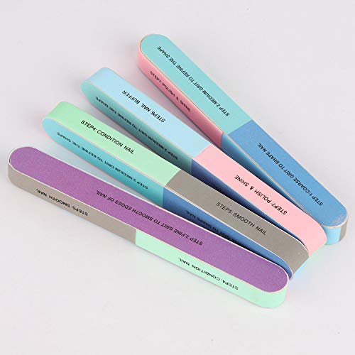 12 Pieces 7 Way Nail File and Buffer Block Professional Nail Buffering Files ...