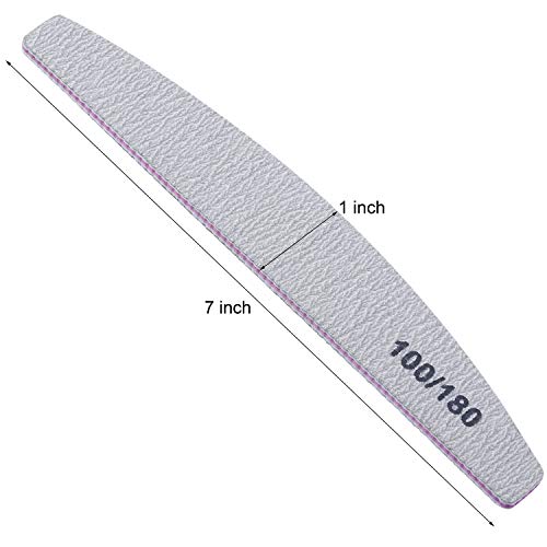 25 Pieces 100/180 Grits Nail Files and Buffers Professional Double Sided Emer...