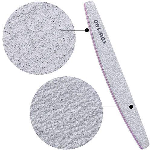 25 Pieces 100/180 Grits Nail Files and Buffers Professional Double Sided Emer...